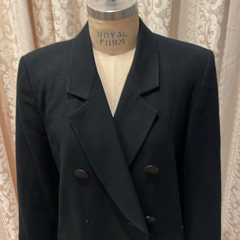 Vintage Christian Dior double breasted Black Wool Evening Jacket 10 pure wool